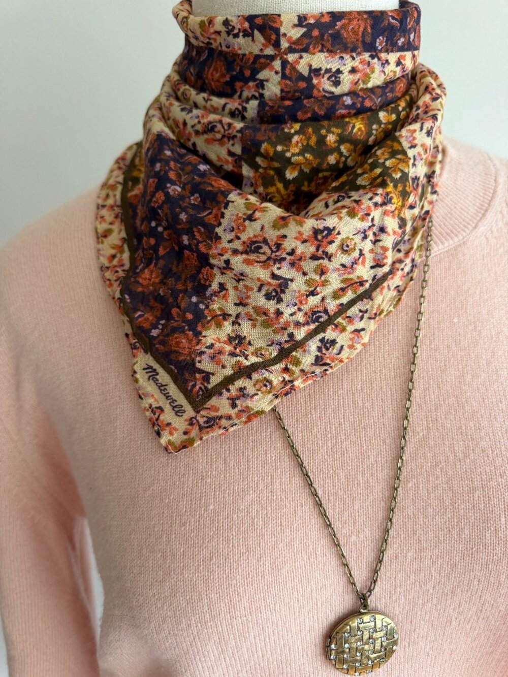 Madewell 100% Organic Cotton Floral Patchwork Print Square Scarf